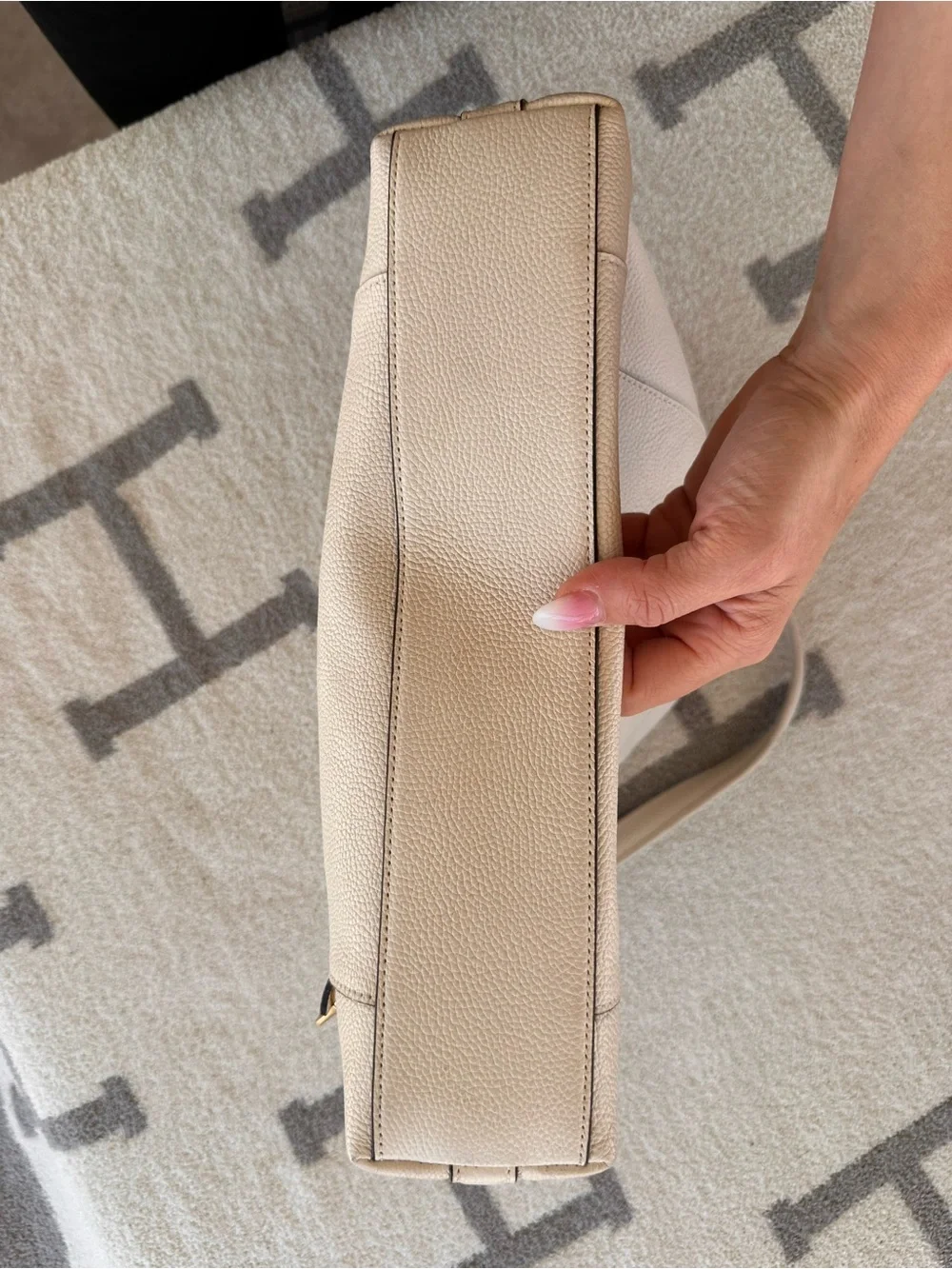 Coach Pebbled Leather Shoulder Bag in Cream with Gold Hardware 2022 scout hobo